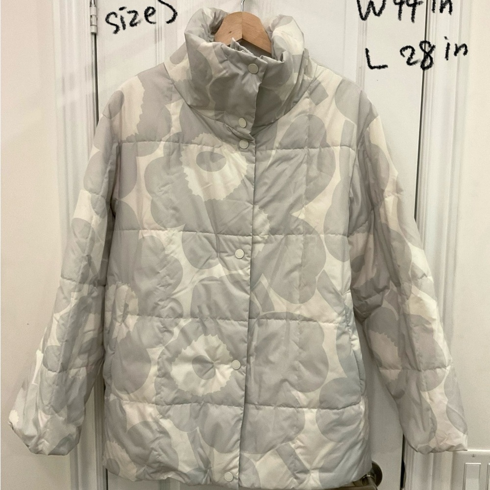 Marimekko Light Gray Floral Puffer Jacket